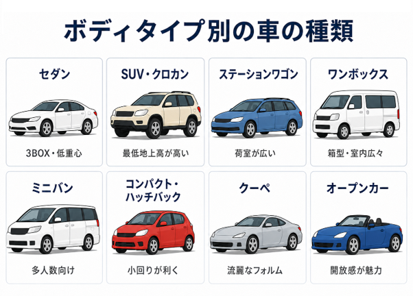 ボディタイプ別の車の種類